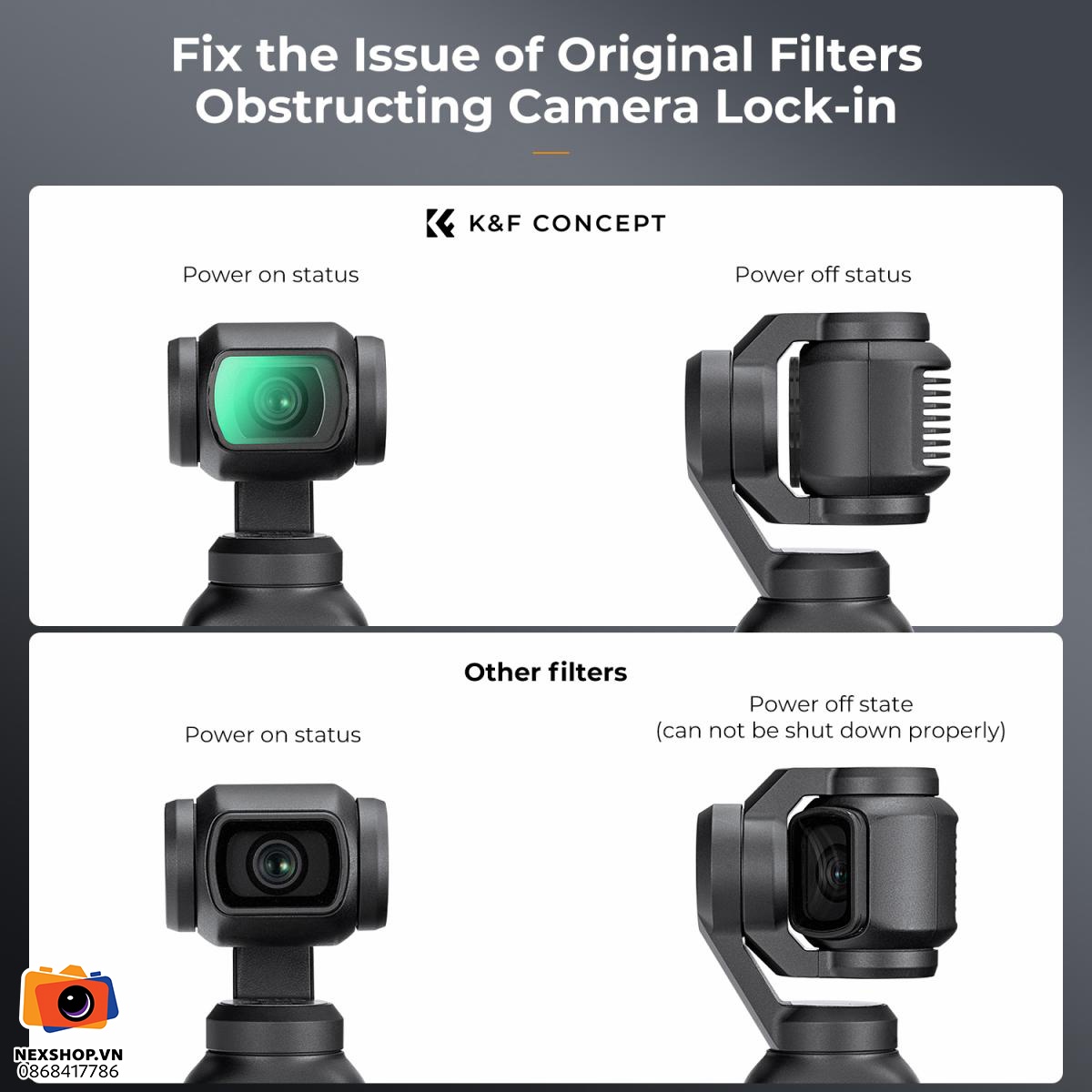 Kính lọc KNF Concept Black Mist 1/4 cho DJI Osmo Pocket 3 | Chính - mặt sau và phụ kiện đi kèm