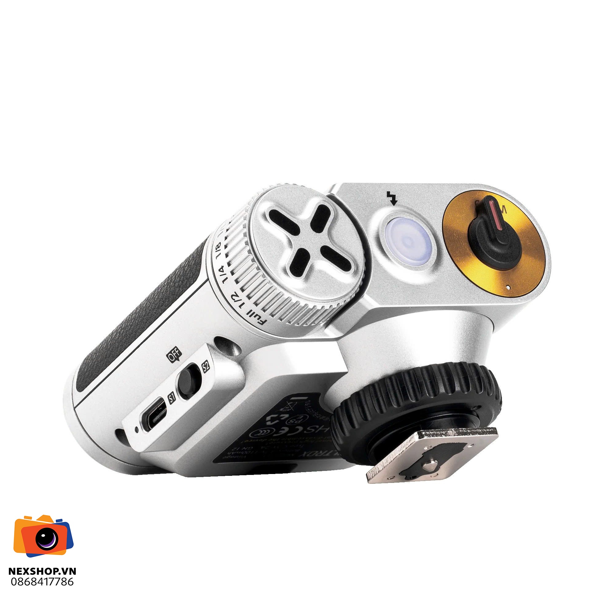 Đèn Flash Viltrox Vintage Z1 | Chính hãng, Tương thích Sony, Niko - mặt sau và phụ kiện đi kèm