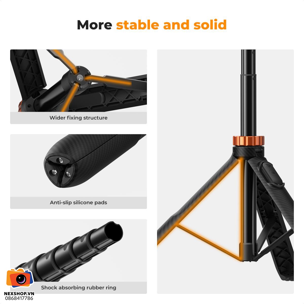 Tripod KNF ConCept MS08 62''/1.58m | Chính hãng - mặt sau và phụ kiện đi kèm