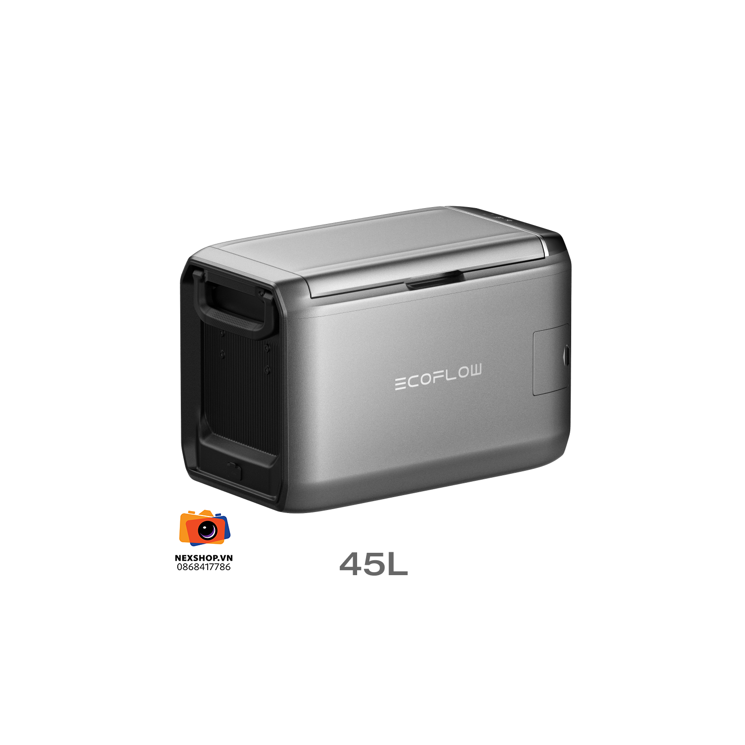 Tủ lạnh EcoFlow GLACIER Classic 45L nhìn nghiêng với nắp đóng