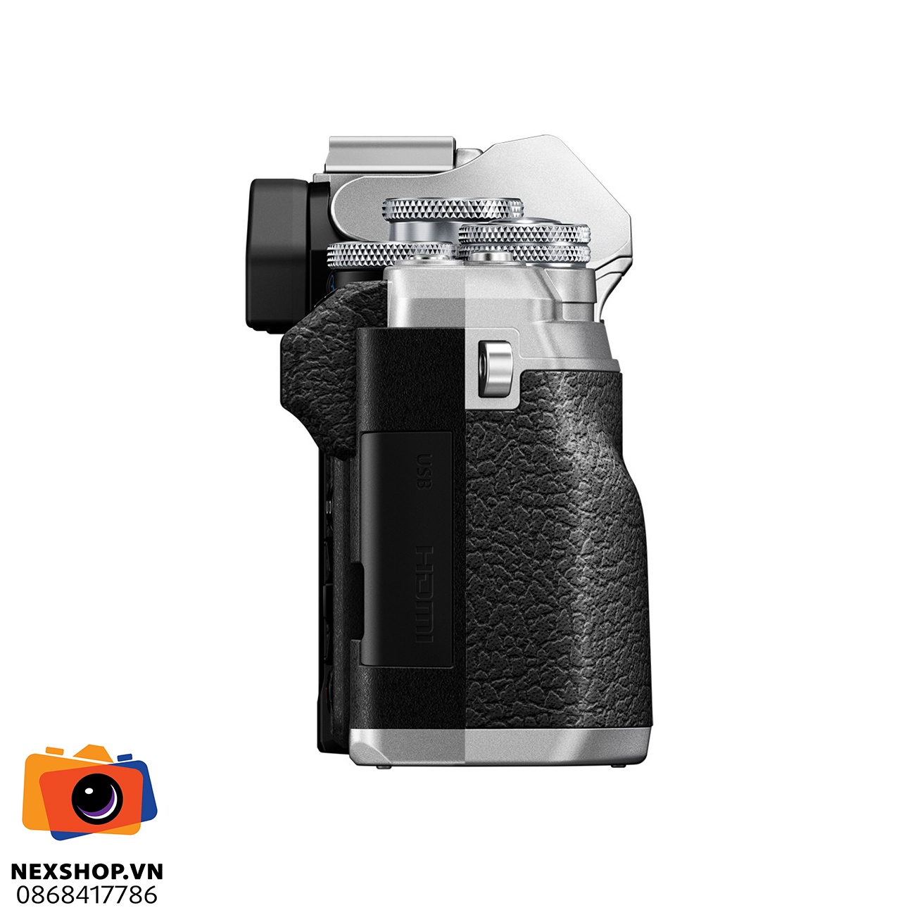 Máy ảnh OM System OM-D E-M10 Mark IV Body | Bạc | Chính hãng - mặt sau và phụ kiện đi kèm