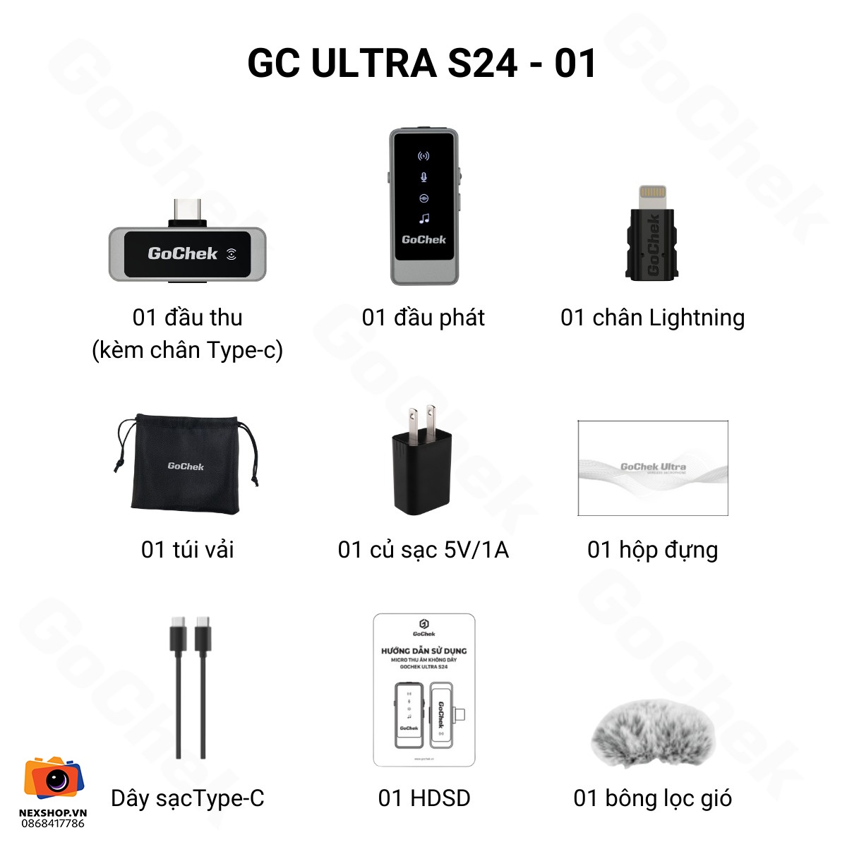 Micro thu âm không dây GoChek Ultra S24 | 1TX + 1RX | Chính hãng