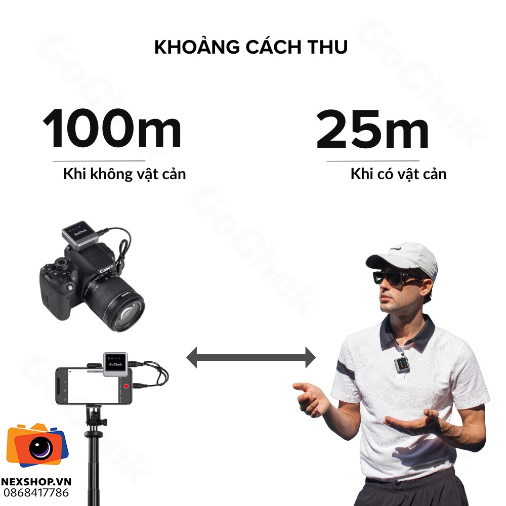 Micro thu âm không dây GoChek Ultra Plus D | 2TX + 1RX + Charger - cấu hình hộp sạc
