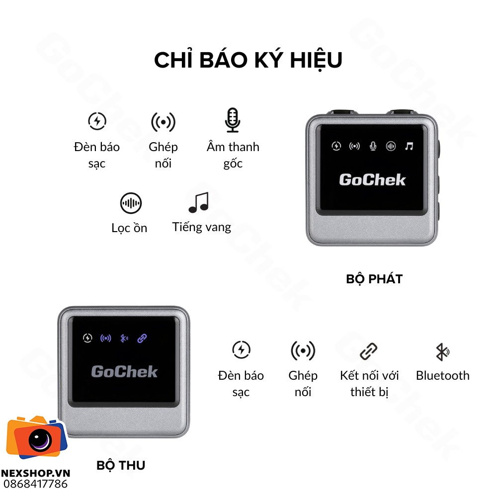 Micro thu âm không dây GoChek Ultra Plus B | 2TX + 1RX | Chính hãng