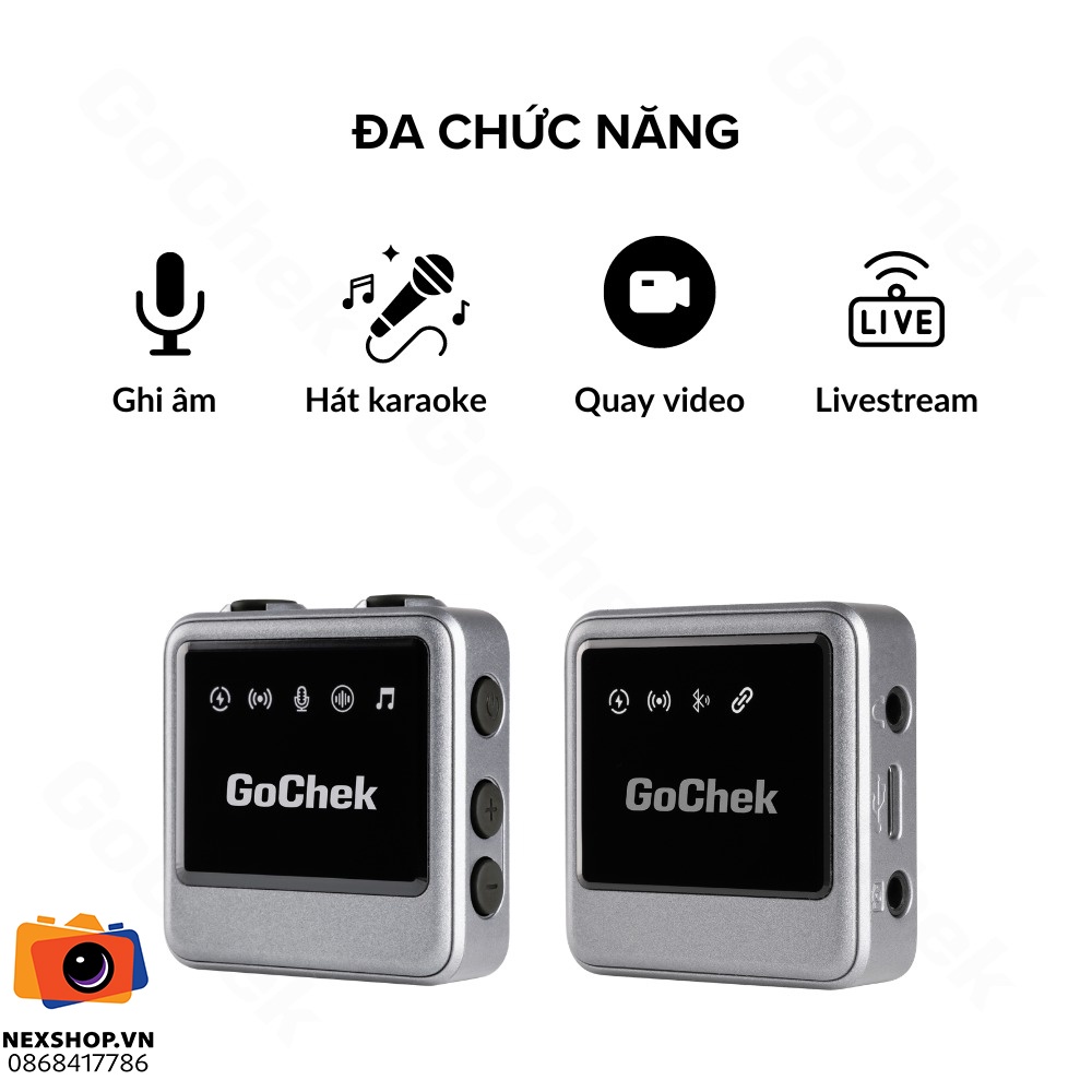Micro thu âm không dây GoChek Ultra Plus B | 2TX + 1RX | Chính hãng