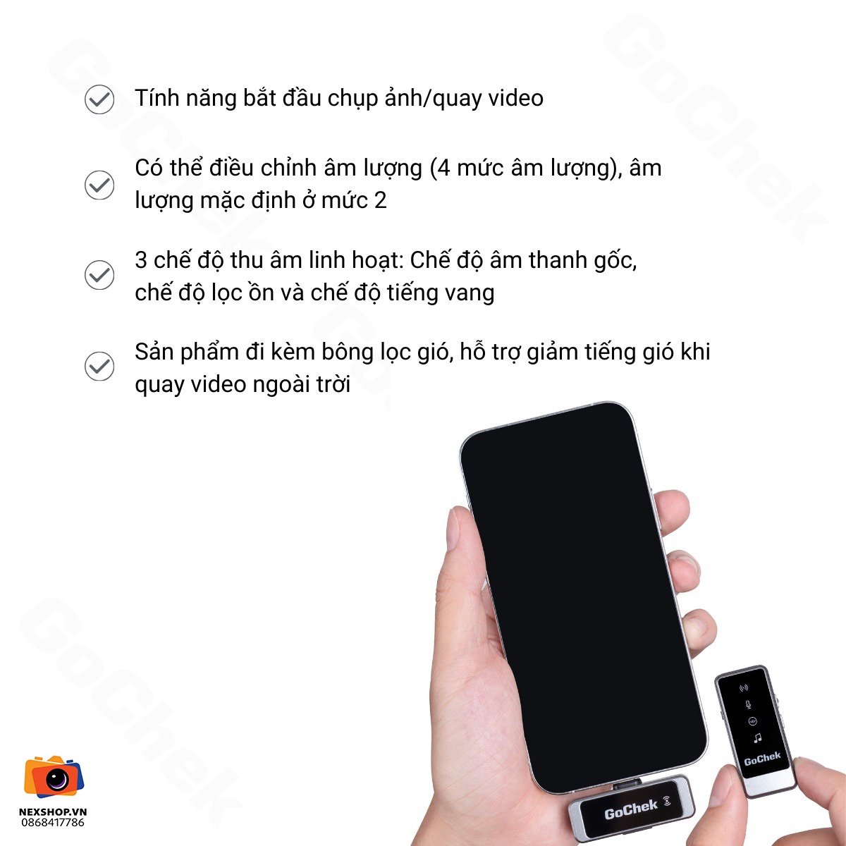 Micro thu âm không dây GoChek Ultra S24 | 1TX + 1RX | Chính hãng - cấu hình hộp sạc