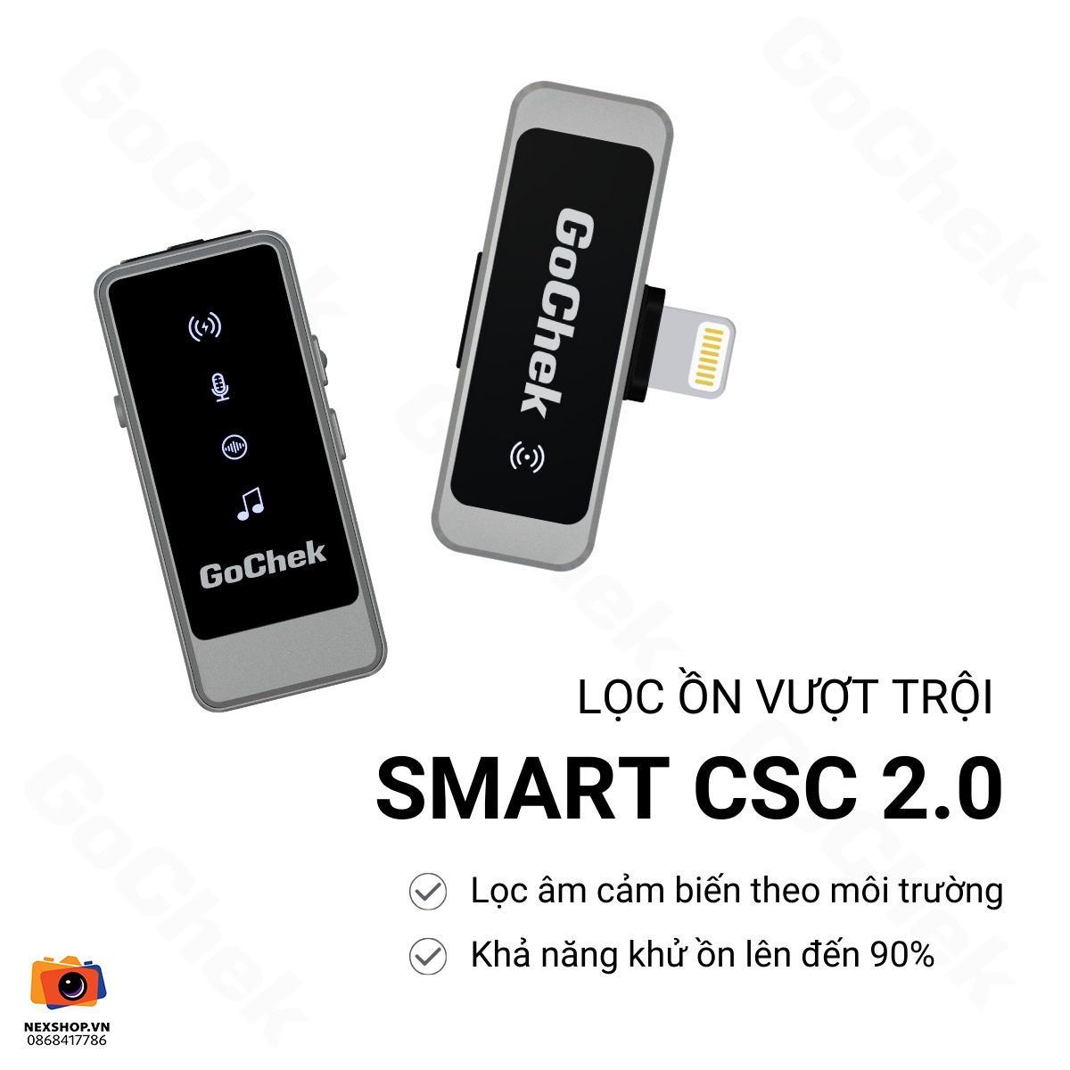 Micro thu âm không dây GoChek Ultra S24 | 1TX + 1RX | Chính hãng - mặt sau và phụ kiện đi kèm