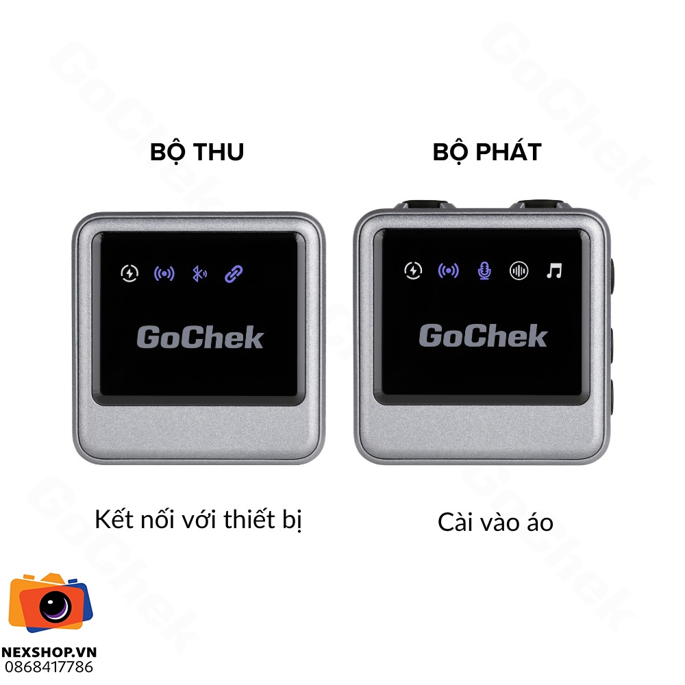 Micro thu âm không dây GoChek Ultra Plus B | 2TX + 1RX | Chính hãng