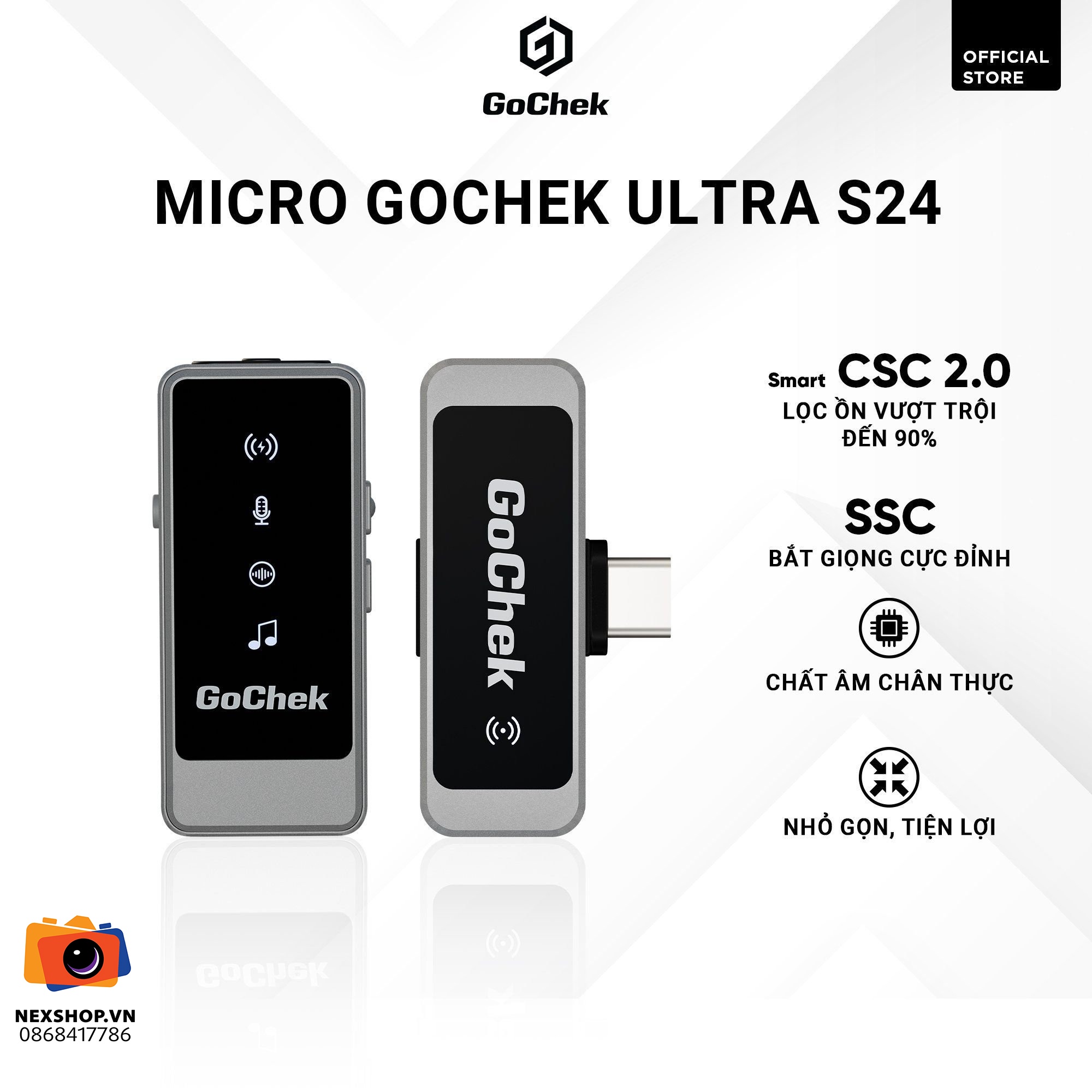 Micro thu âm không dây GoChek Ultra S24 | 1TX + 1RX | Chính hãng - thiết kế và phụ kiện