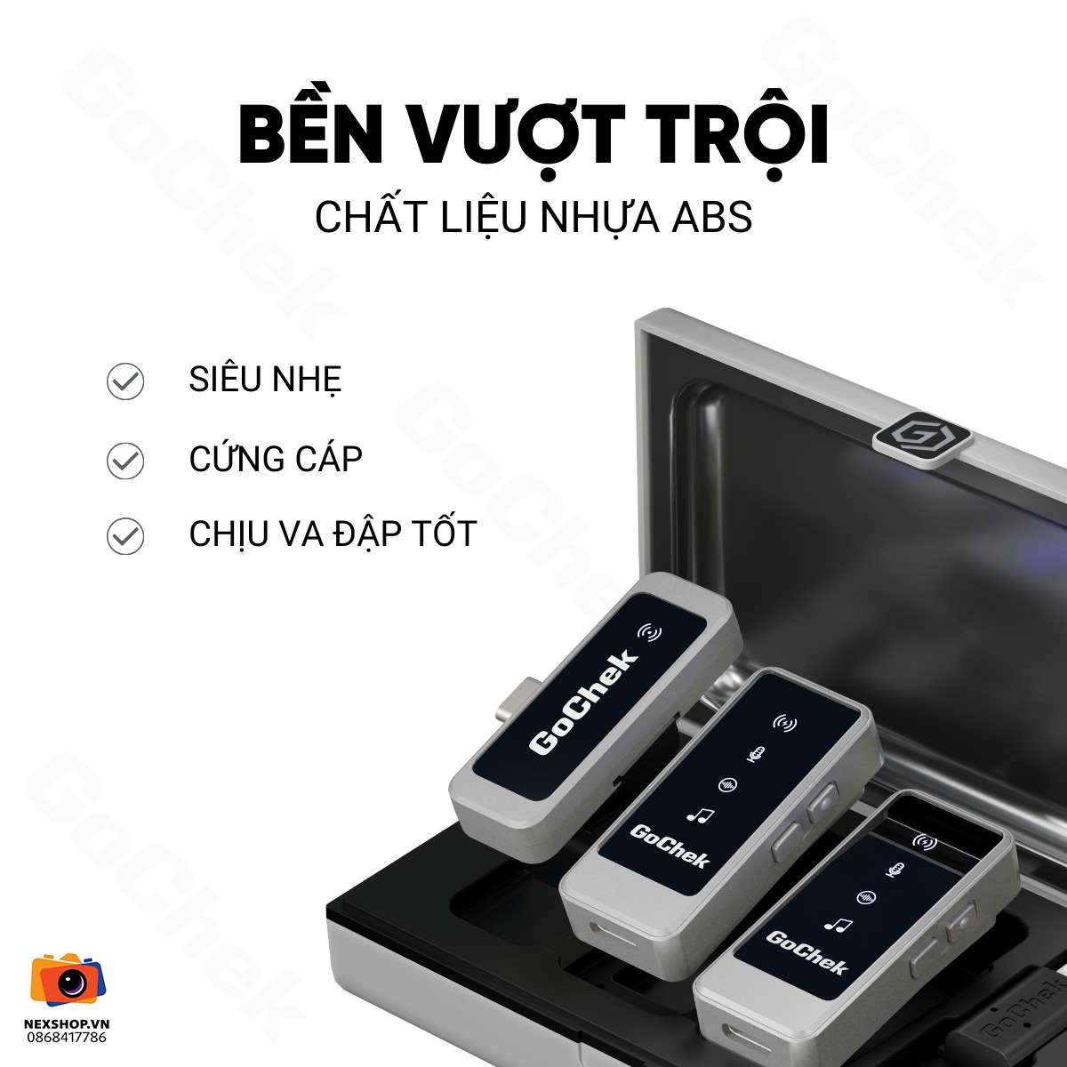 Micro thu âm không dây GoChek Ultra S24 | 2TX + 1RX + Hộp sạc | Chính hãng