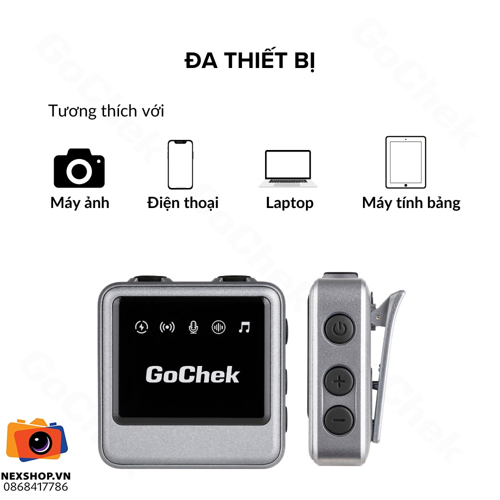 Micro thu âm không dây GoChek Ultra Plus B | 2TX + 1RX | Chính hãng