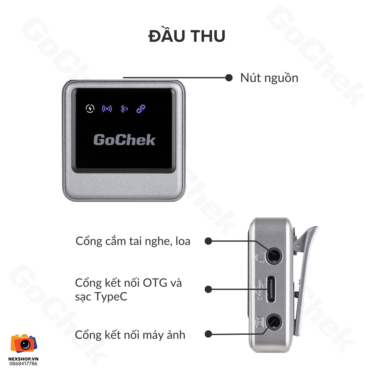 Micro thu âm không dây GoChek HH24 | 1TX + 1RX | Chính hãng