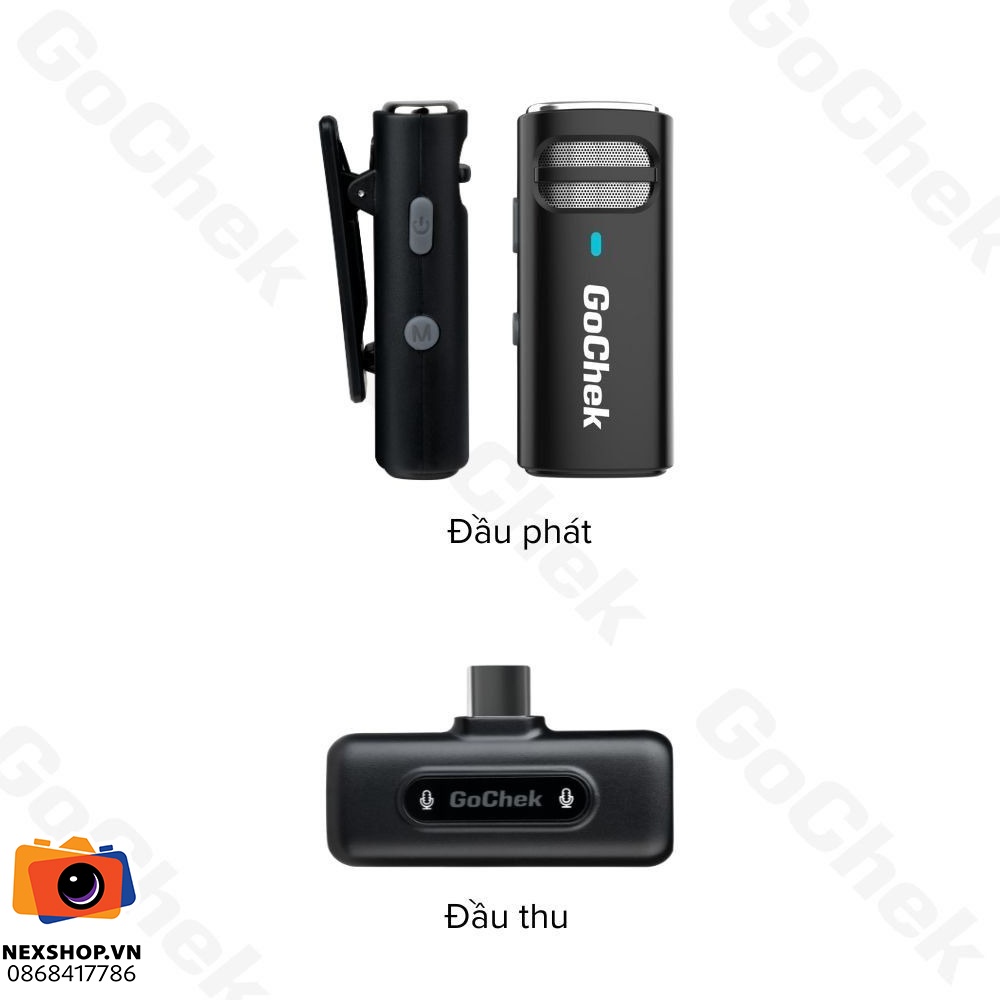 Micro thu âm không dây GoChek S23 | 2TX + 1RX + Hộp sạc | Lightning | Chính hãng