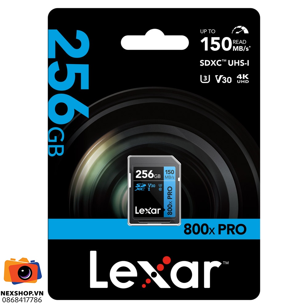 Thẻ nhớ Lexar 256GB 800X Pro V30 SDXC UHS-I 150MB/s | Chính hãng