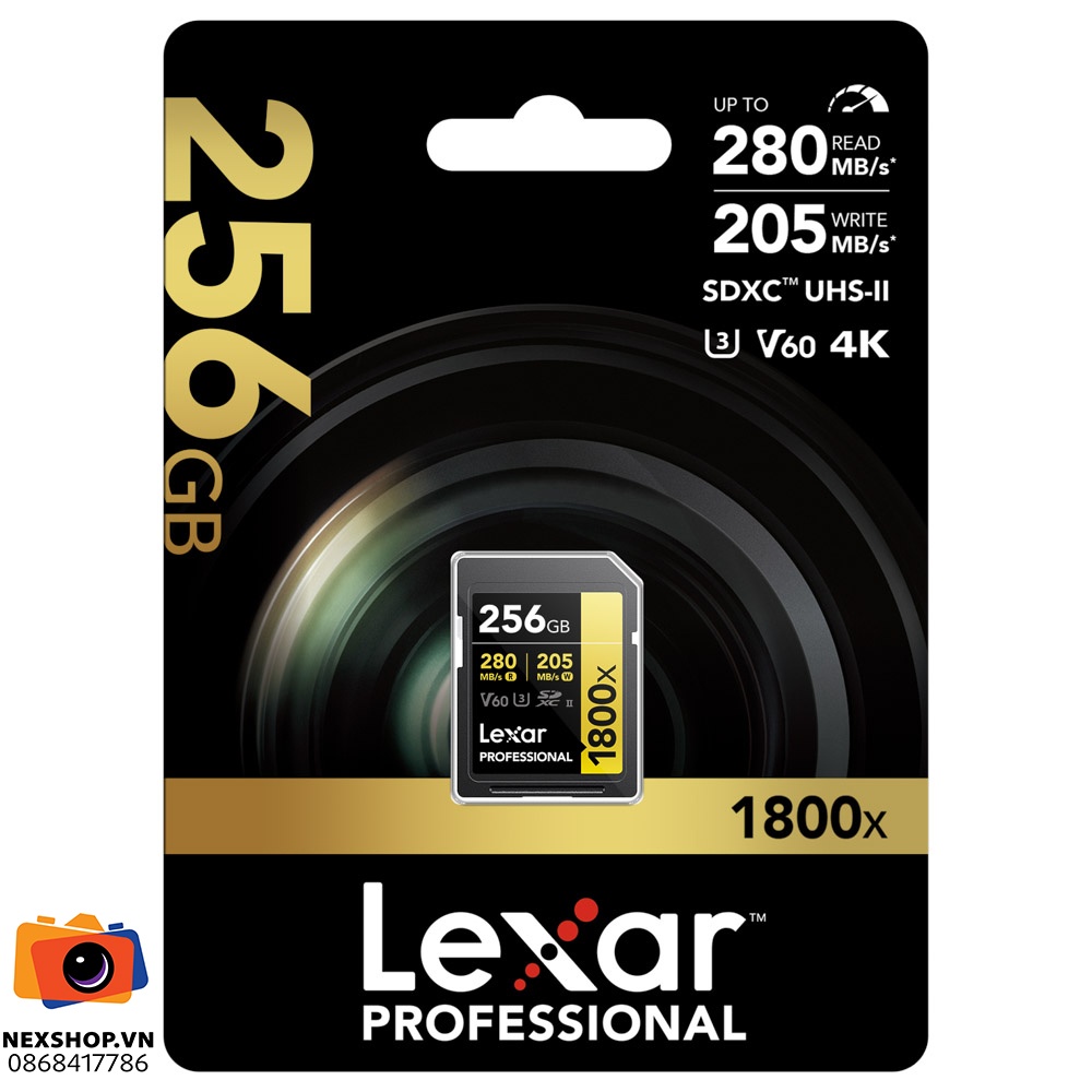 Thẻ nhớ Lexar 256GB Pro 1800x V60 SDXC UHS-II U3 280MB/s | Chính hãng