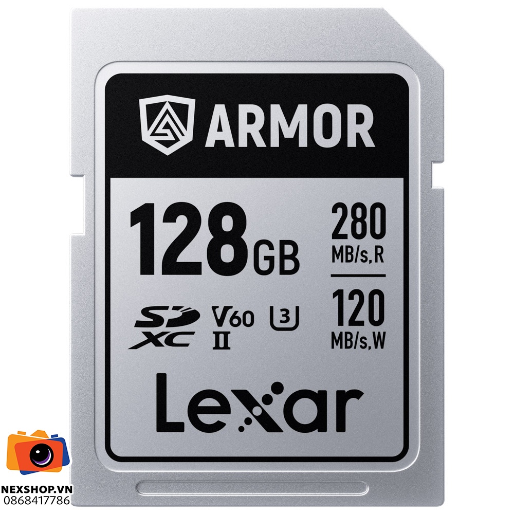 Thẻ nhớ Lexar 128GB ARMOR SILVER PRO V60 SDXC UHS-II U3 280MB/s | Chính hãng