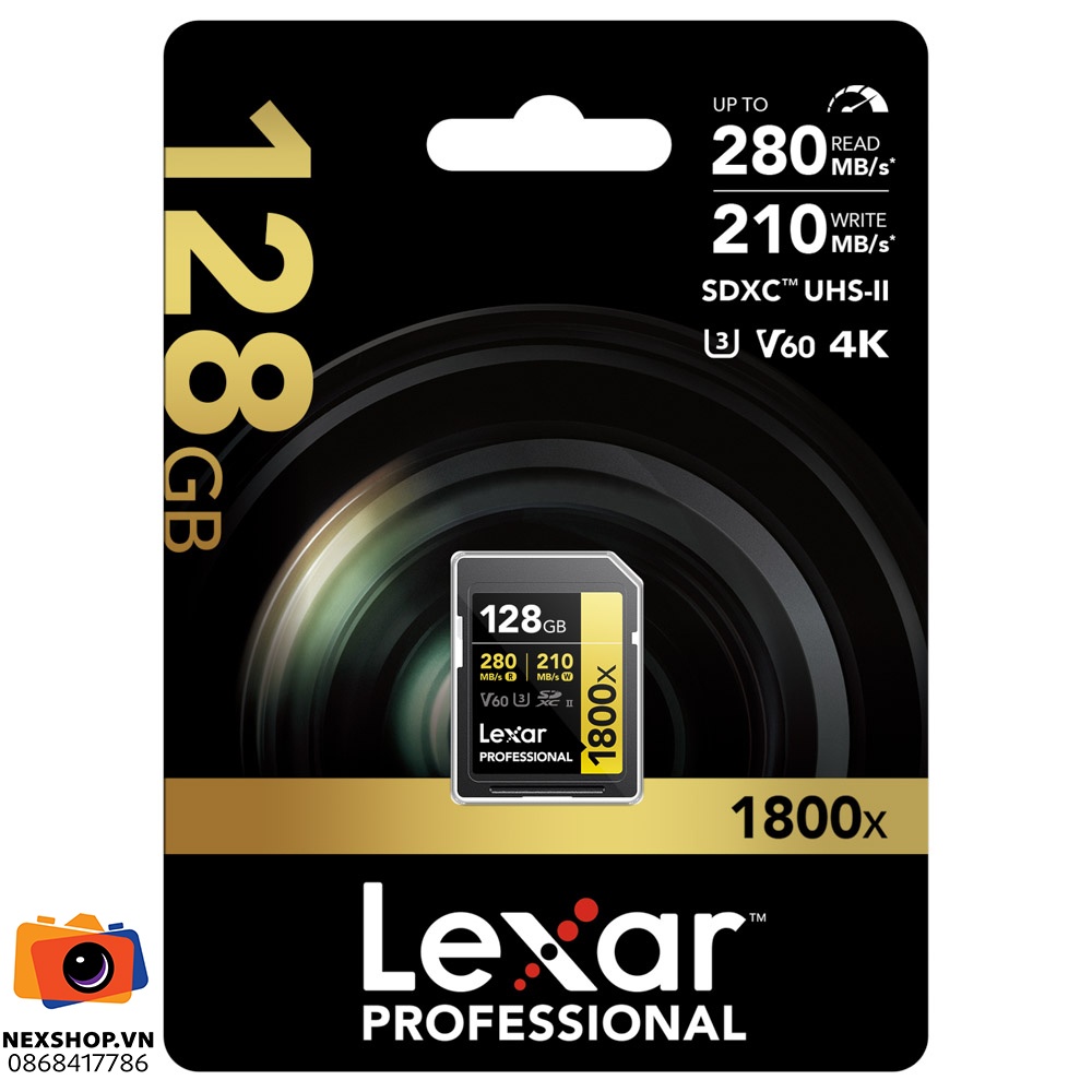 Thẻ nhớ Lexar 128GB Pro 1800x V60 SDXC UHS-II U3 280MB/s | Chính hãng