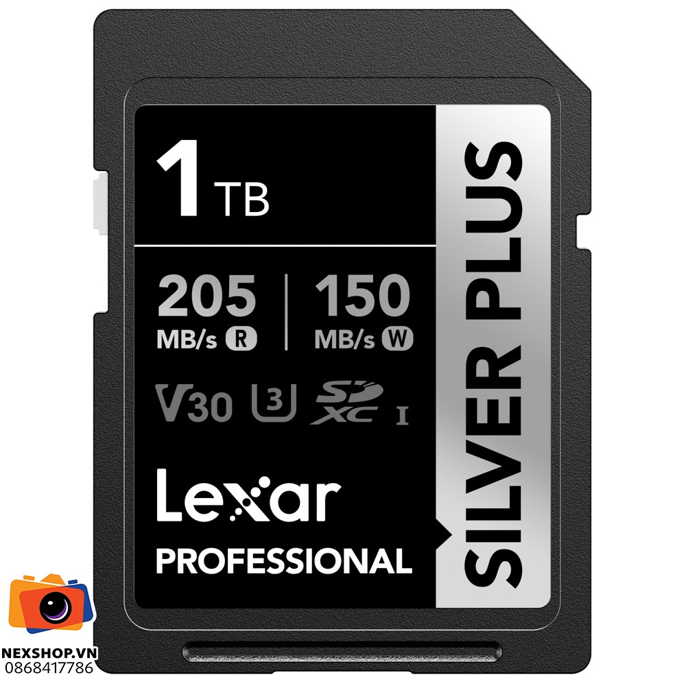 Thẻ nhớ Lexar 1TB Pro Silver Plus SDXC V30 UHS-I U3 205MB/s | Chính hãng