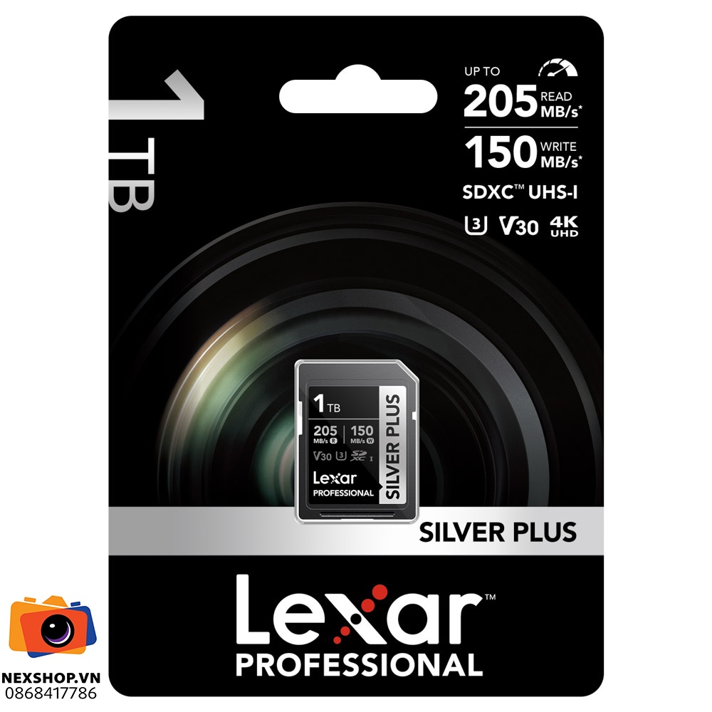 Thẻ nhớ Lexar 1TB Pro Silver Plus SDXC V30 UHS-I U3 205MB/s | Chính hãng