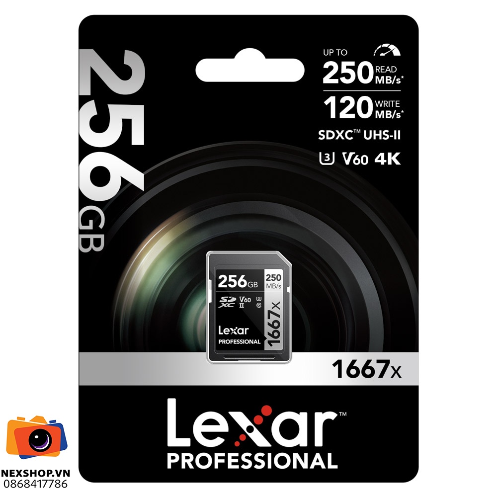 Thẻ nhớ Lexar 256GB Pro 1667X V60 SDXC UHS-II U3 250MB/s | Chính hãng