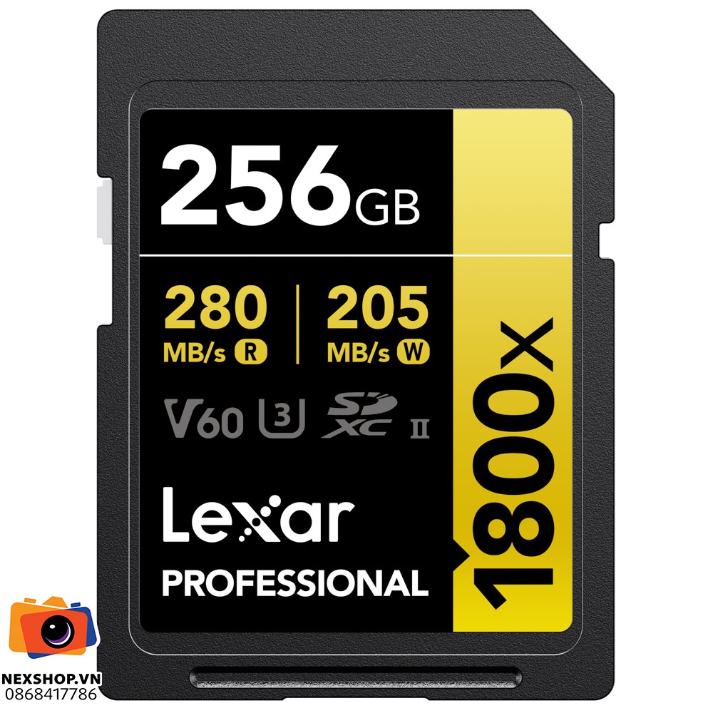 Thẻ nhớ Lexar 256GB Pro 1800x V60 SDXC UHS-II U3 280MB/s | Chính hãng