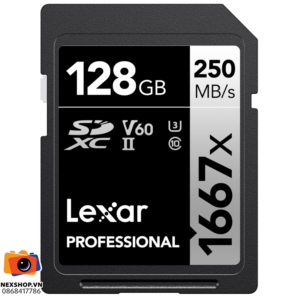 Thẻ nhớ Lexar 128GB Pro 1667X V60 SDXC UHS-II U3 250MB/s | Chính hãng