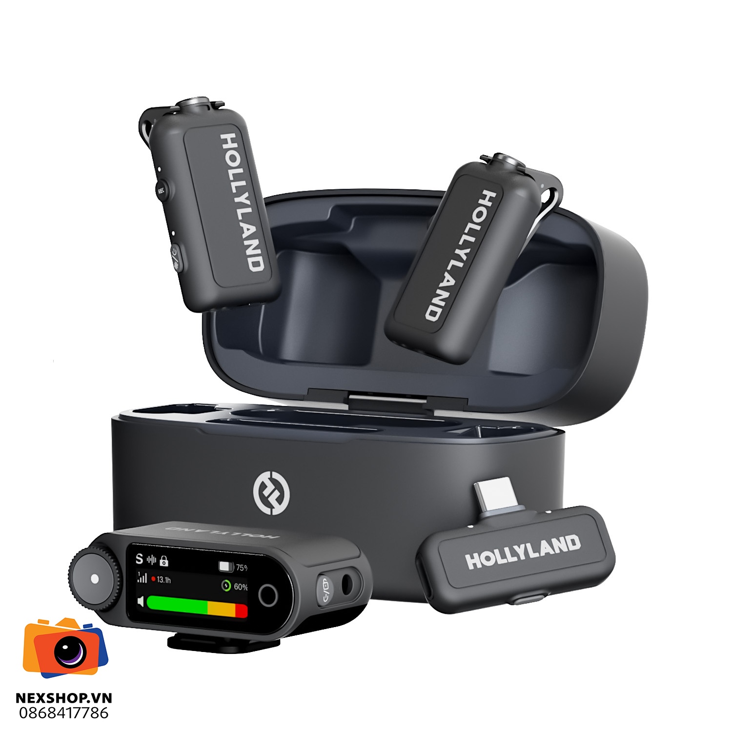 Micro Hollyland LARK MAX 2 Combo (Camera RX, USB-C RX) Space Gray - thiết kế và phụ kiện