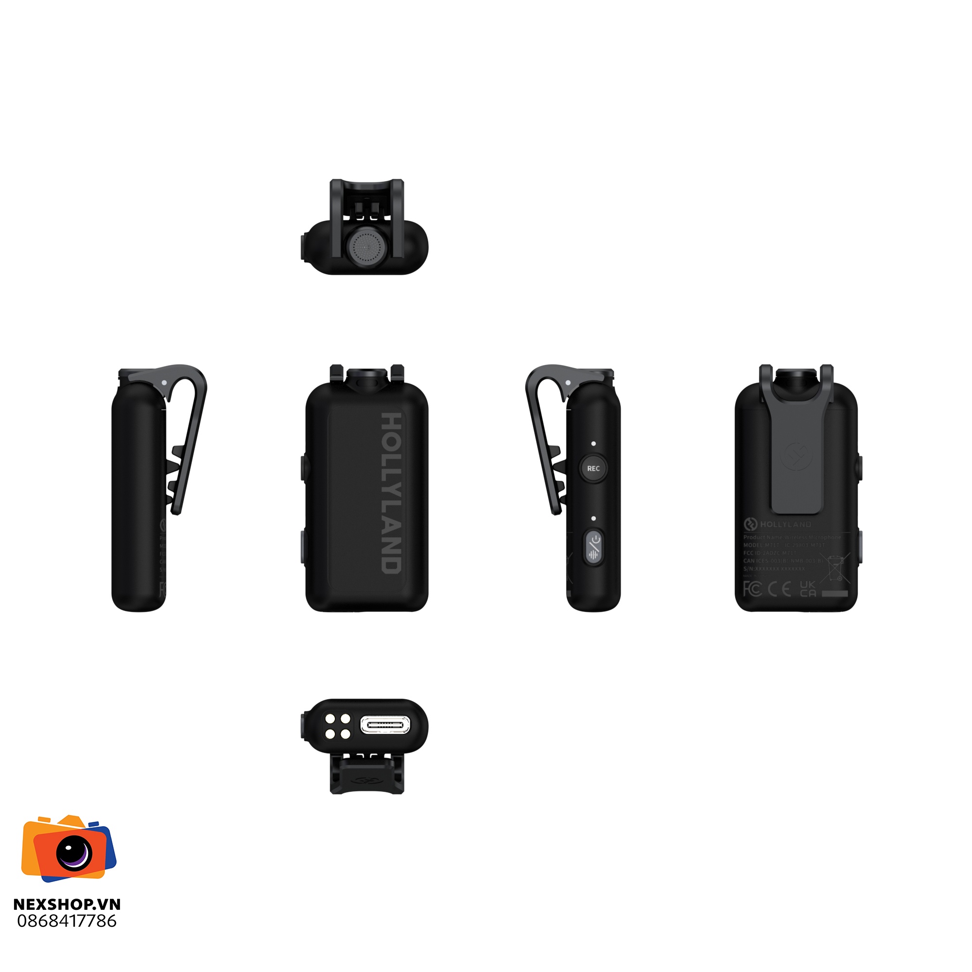 Micro Hollyland LARK MAX 2 Combo 4-Person Version | Chính hãng - mặt sau và phụ kiện đi kèm