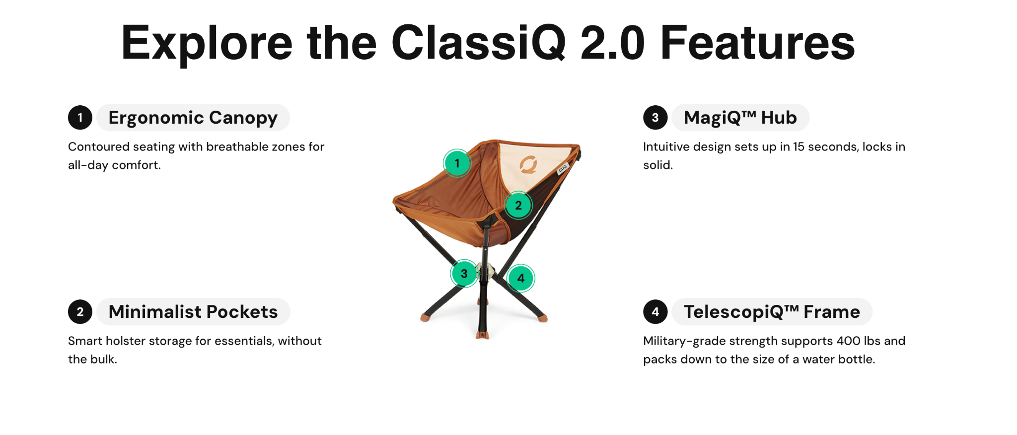 ClassiQ 2.0 - Camping Chair | Ghế camping setup siêu nhanh