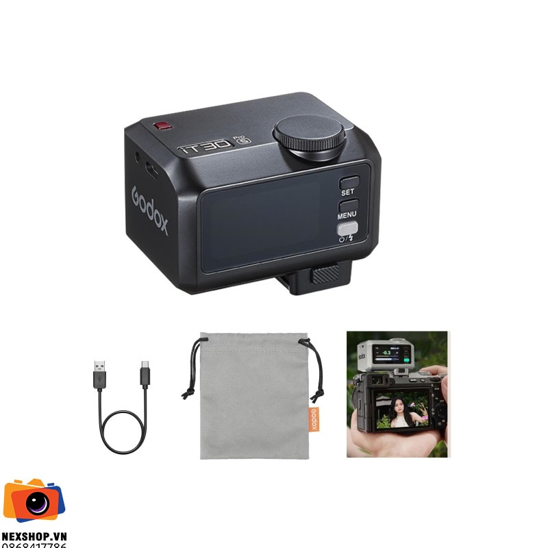 Đèn Flash Godox iT30 Pro For Sony | Chính Hãng - mặt sau và phụ kiện đi kèm