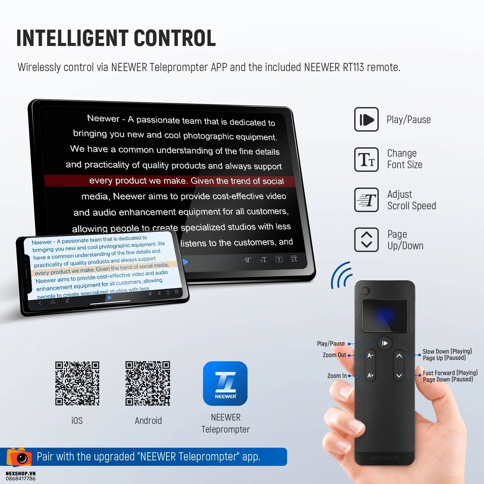 Máy nhắc chữ điều khiển từ xa NEEWER X17 II Remote Teleprompter | Chính Hãng