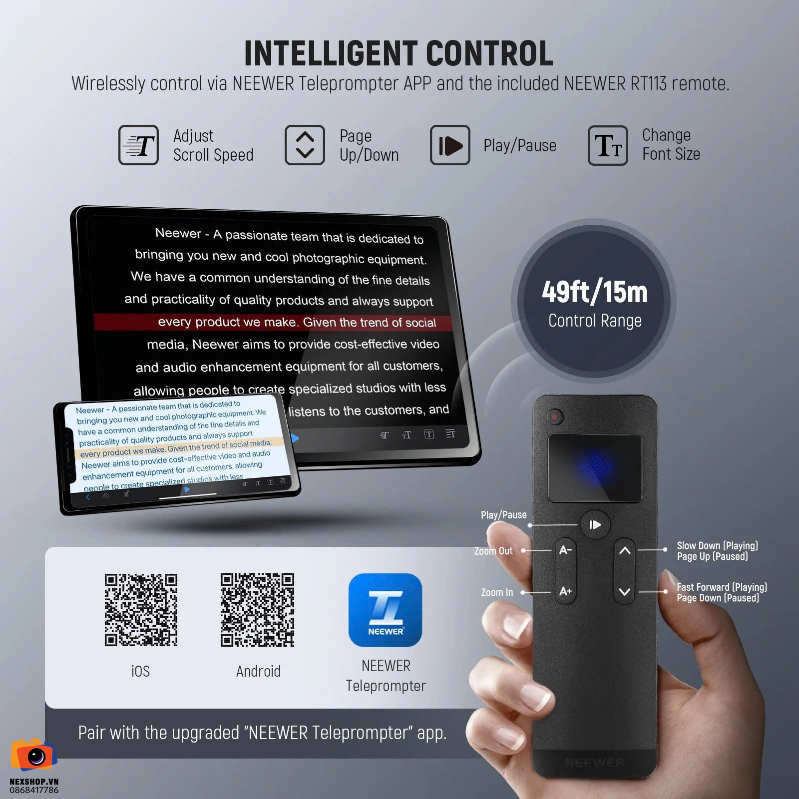 Máy nhắc chữ điều khiển từ xa NEEWER X12 II Remote Teleprompter | Chính Hãng