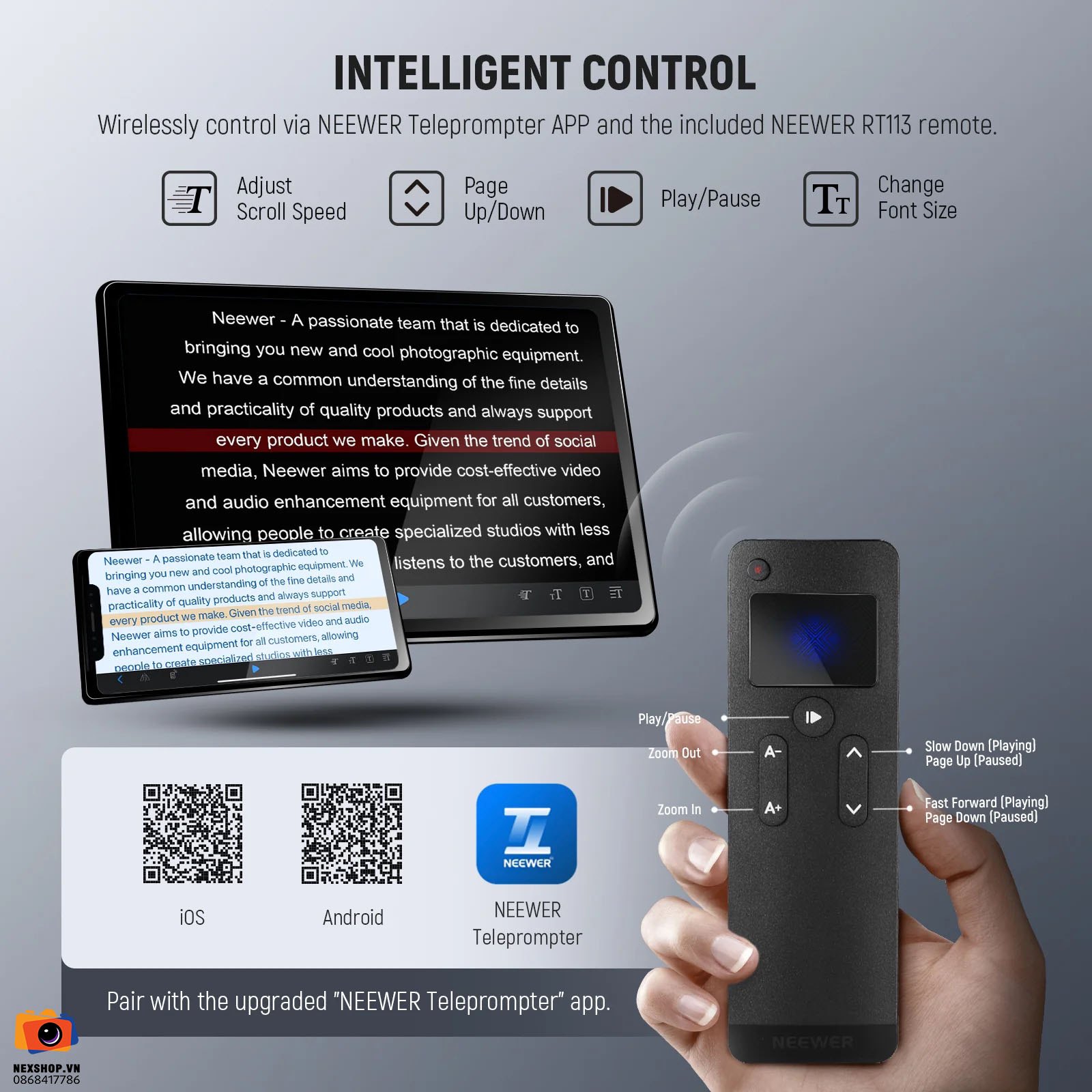Máy nhắc chữ điều khiển từ xa NEEWER X14 III Remote Teleprompter | Chính Hãng
