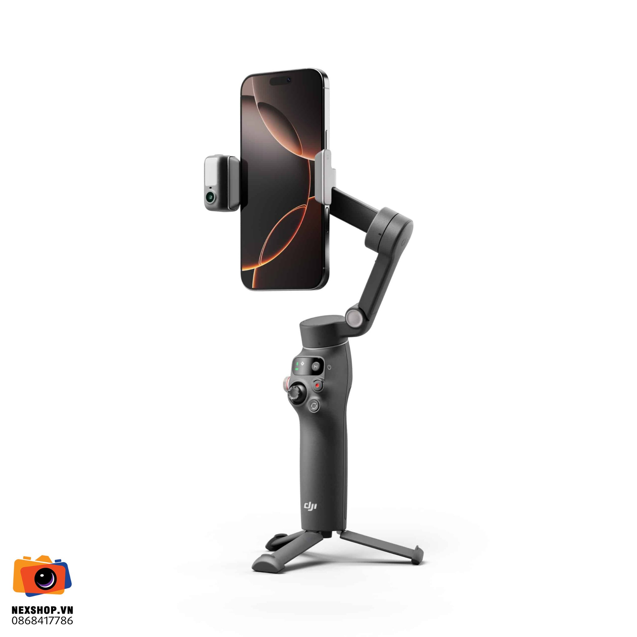 DJI Osmo Mobile 8 | Gimbal chống rung điện thoại chính hãng - mặt sau và phụ kiện đi kèm