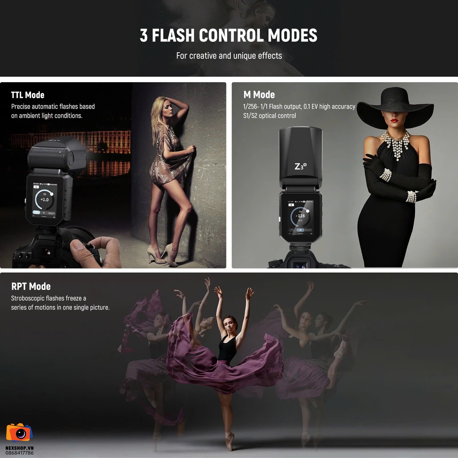 Đèn Flash Máy Ảnh Neewer Z3 100Ws For Canon | Chính Hãng