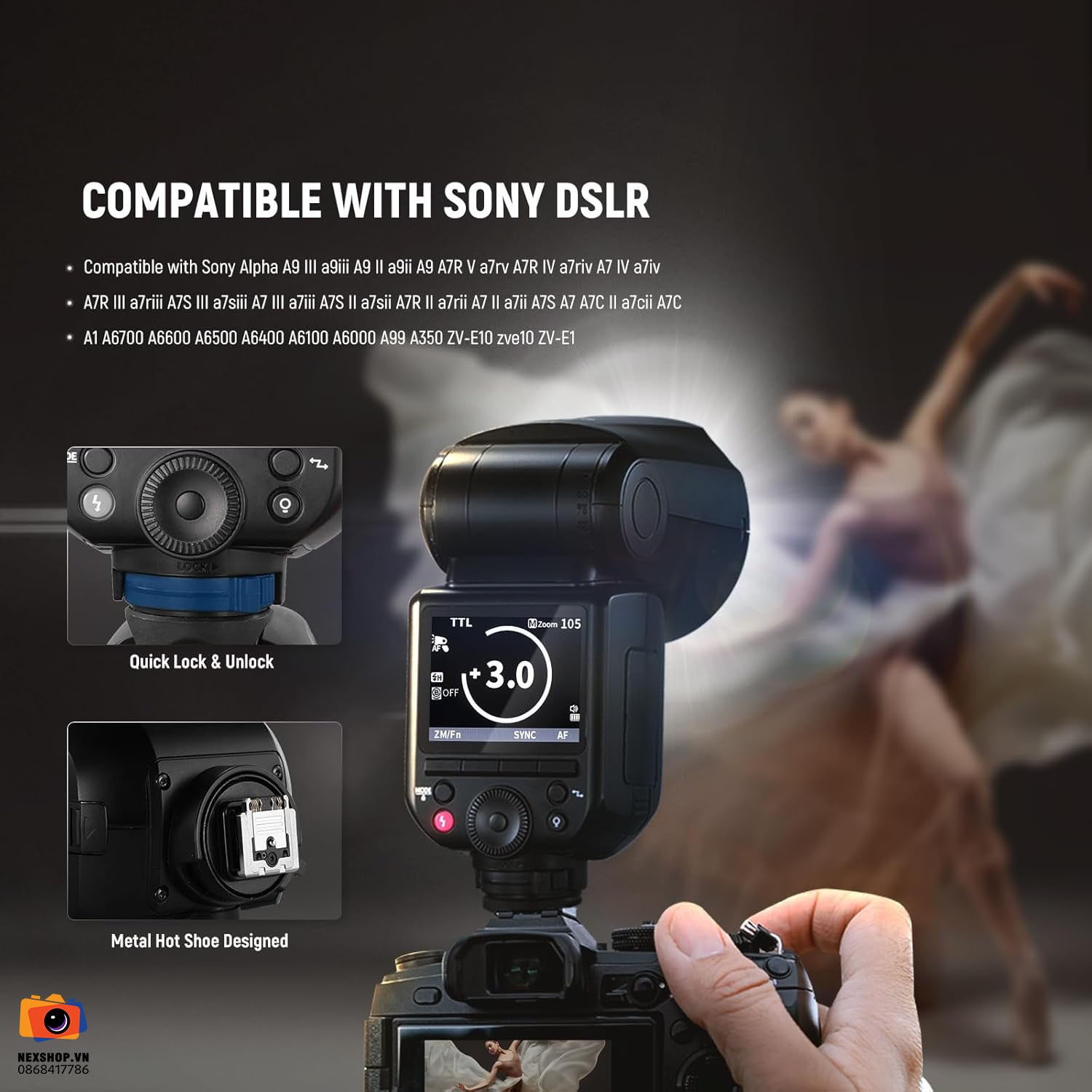 Đèn Flash Máy Ảnh Neewer Z2 Pro 76Ws For Sony | Chính Hãng