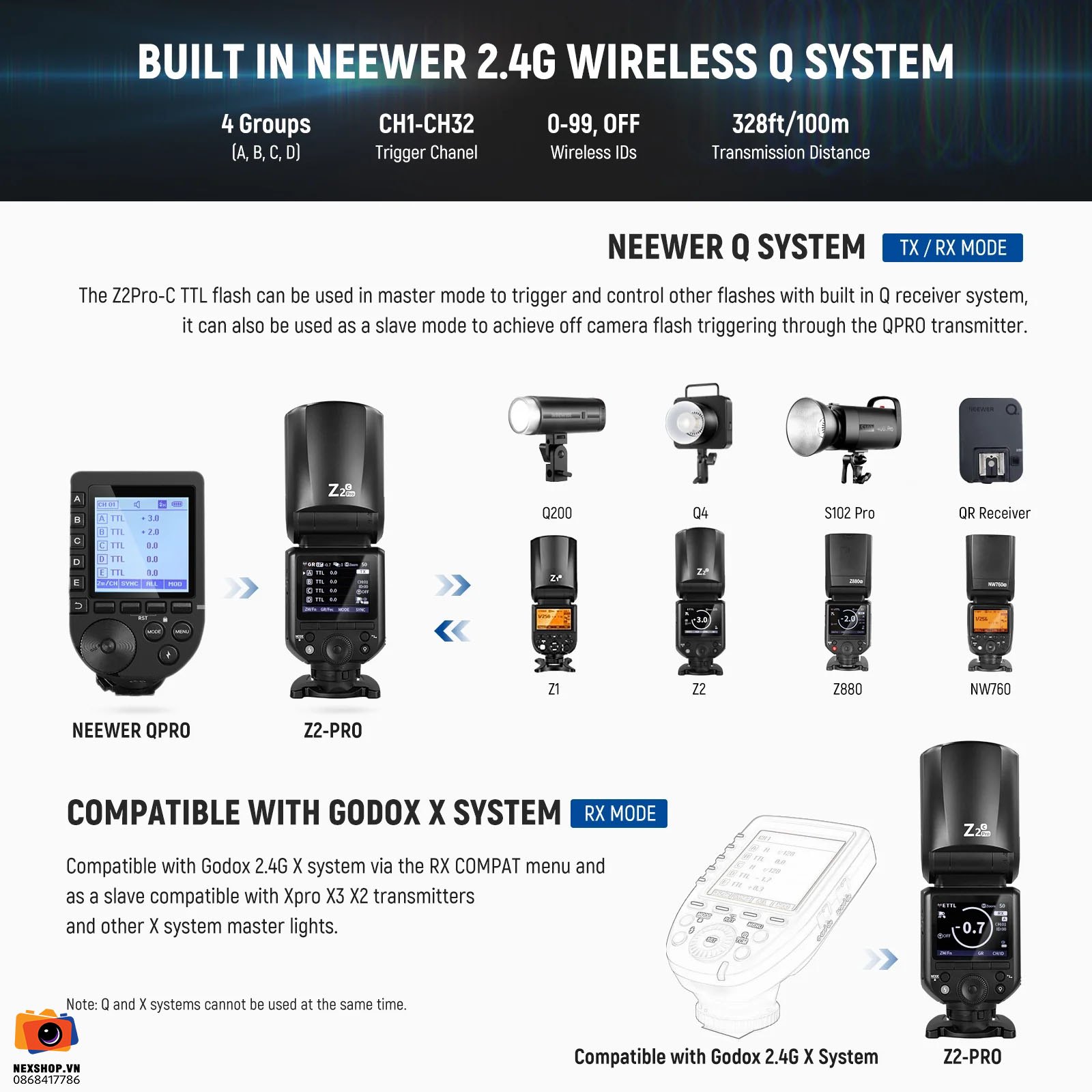 Đèn Flash Máy Ảnh Neewer Z2 Pro 76Ws For Sony | Chính Hãng