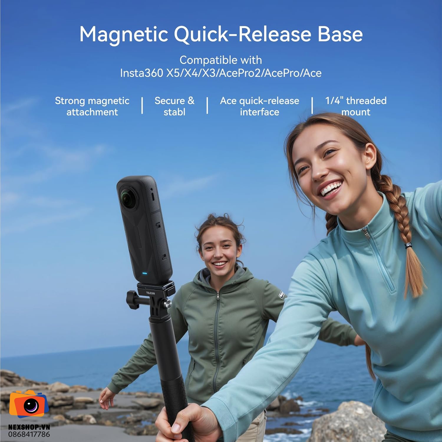 TELESIN Magnetic Quick-Relase Mount Set for ACE/ACE PRO/ACE PRO2/X2/X3/X4/X5/X4 air