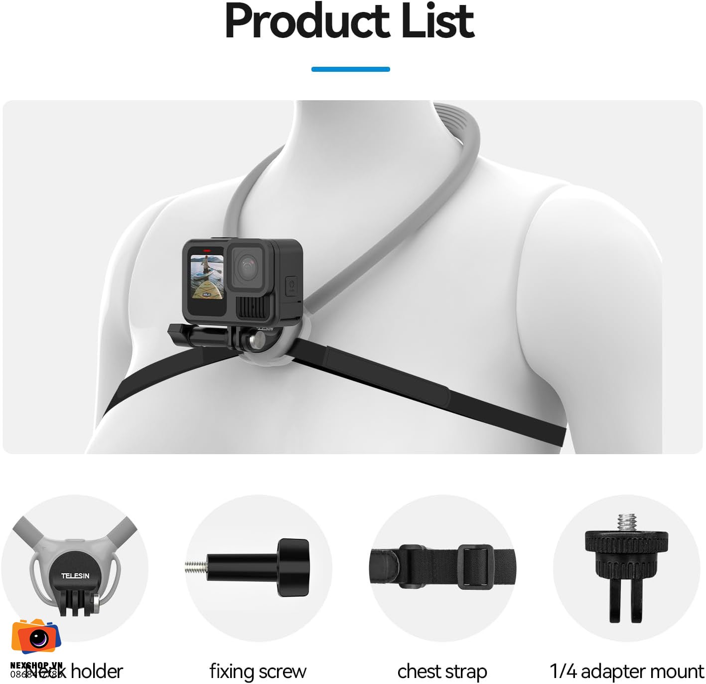 Dây đeo cổ TELESIN cho Action Camera Neck Mount SE2.0 (Grey)