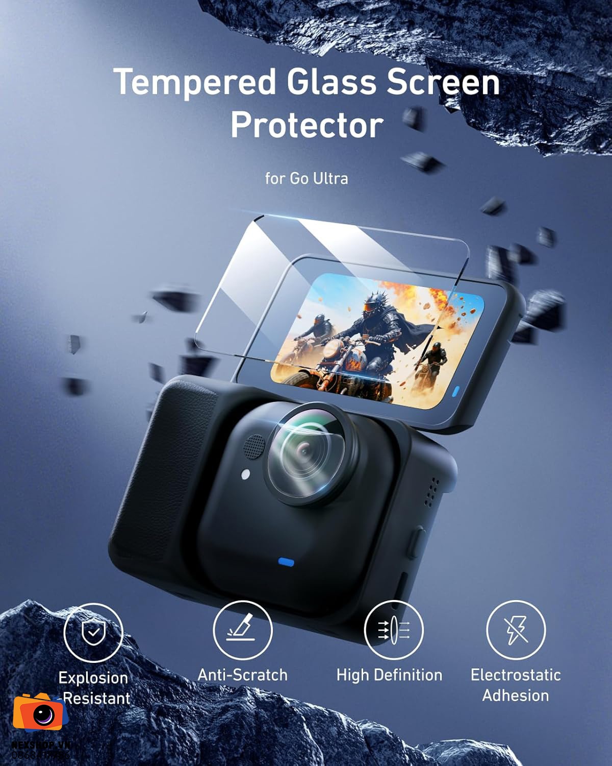 Miếng dán bảo vệ màn hình TELESIN cho Insta360 Go Ultra - thiết kế và phụ kiện