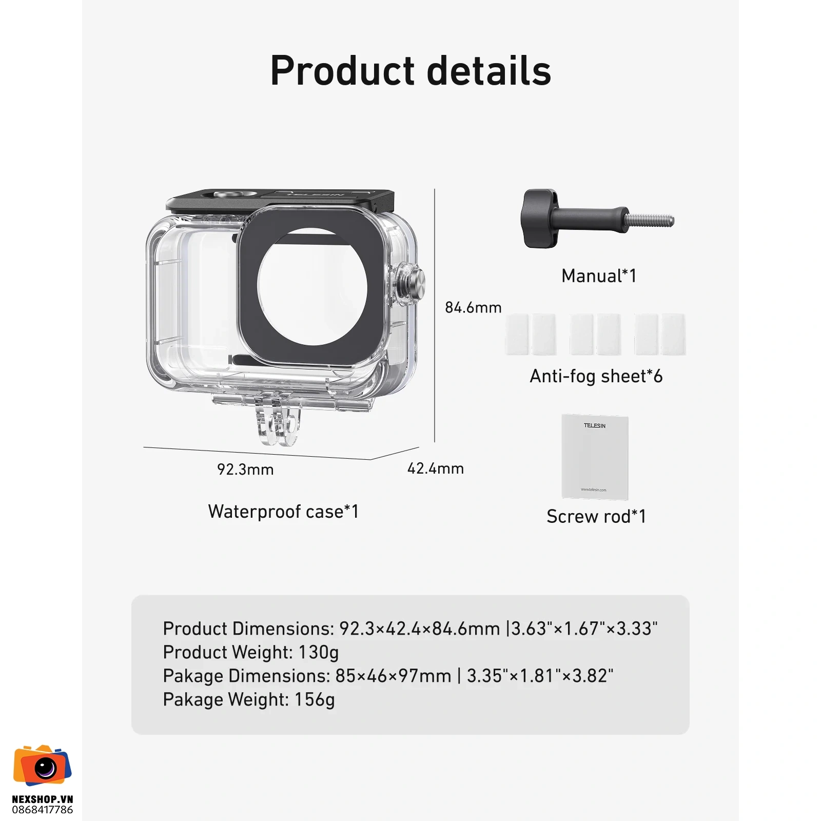 Ốp Lót Nước TELESIN cho DJI Osmo Action 6 | Chính hãng - cấu hình hộp sạc