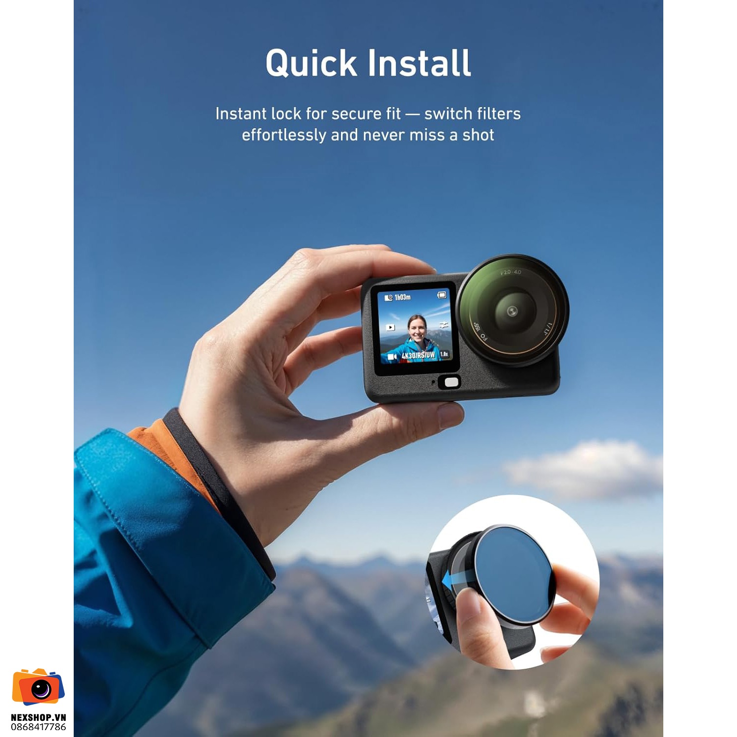 TELESIN Action Camera Filter (CPL+ND8/16/32) for DJI OSMO Action 6