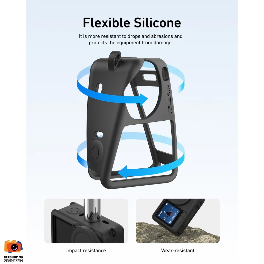 TELESIN Silicone Cover + Lens Cap--Black for DJI OSMO Action 6