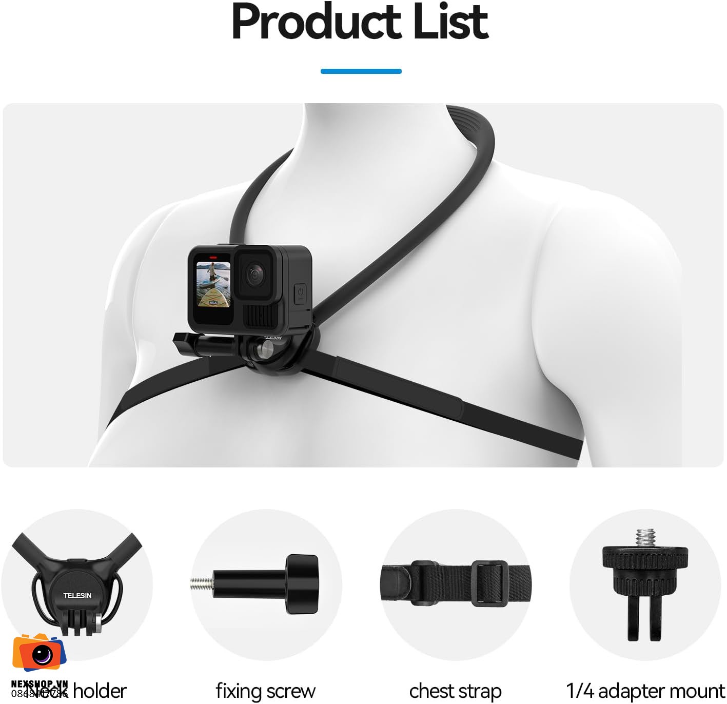 Dây đeo cổ TELESIN cho Action Camera Neck Mount SE2.0 (black)