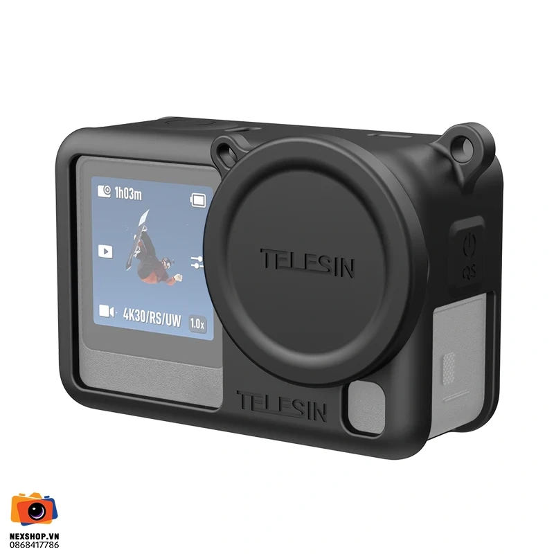 TELESIN Silicone Cover + Lens Cap--Black for DJI OSMO Action 6