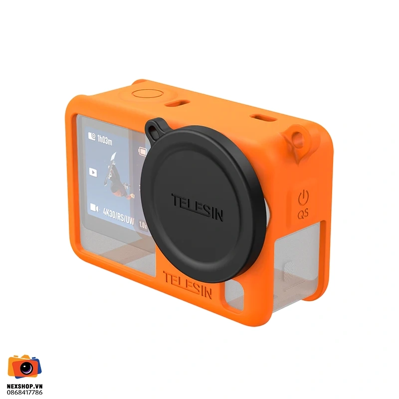 TELESIN Silicone Cover + Lens Cap--Black for DJI OSMO Action 6(Orange）