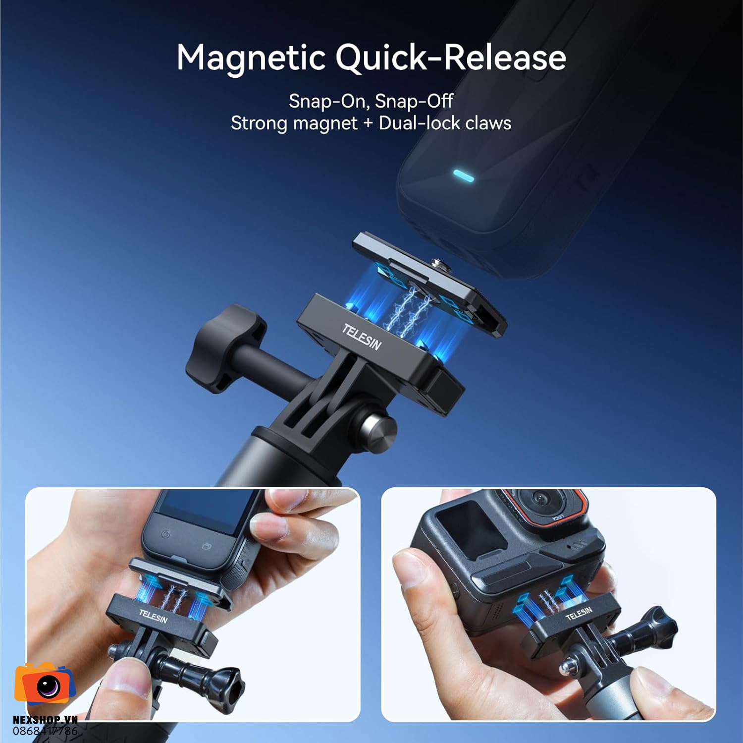 TELESIN Magnetic Quick-Relase Mount Set for ACE/ACE PRO/ACE PRO2/X2/X3/X4/X5/X4 air