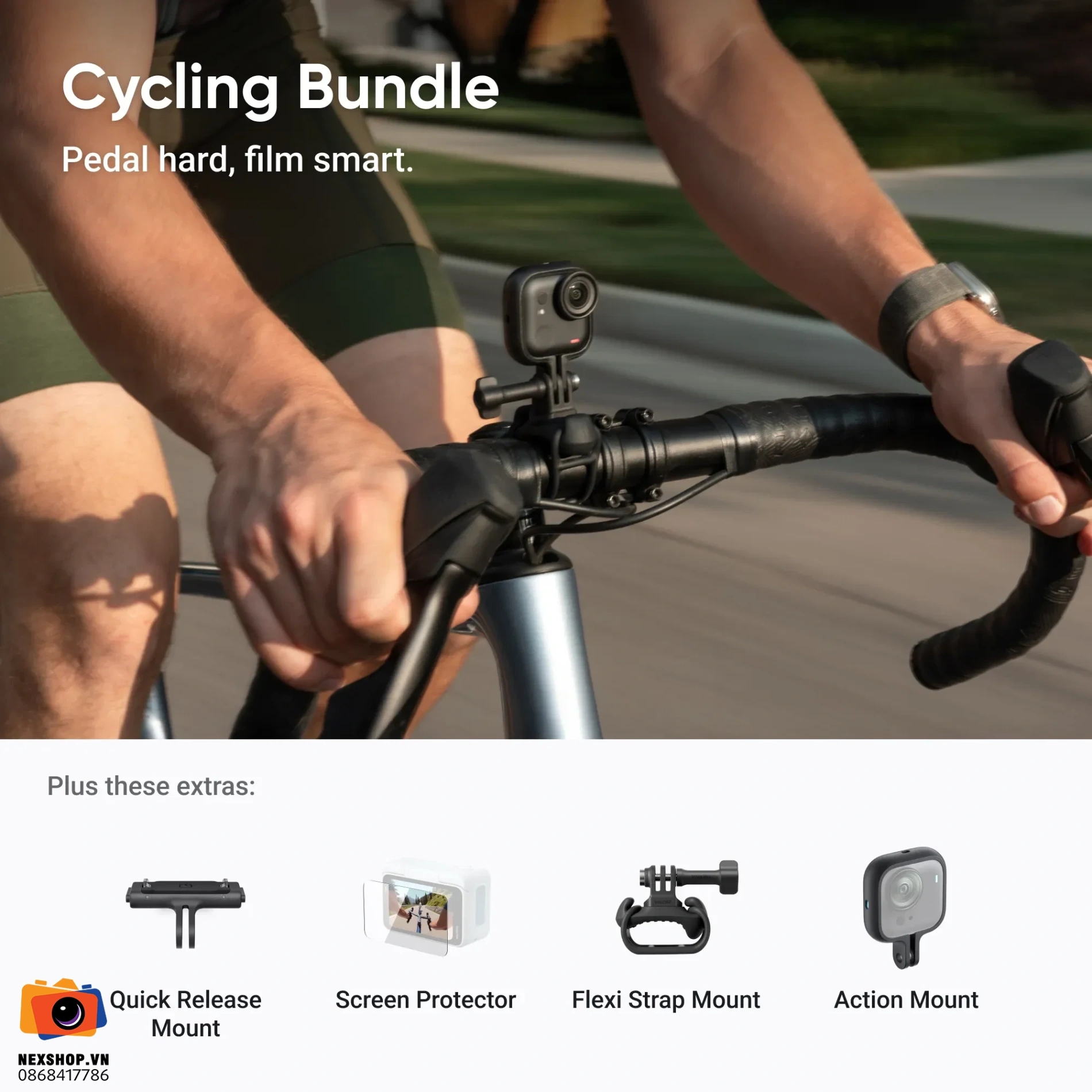 Insta360 GO Ultra Premium Cycling Bundle | Midnight Black | Chính hãng