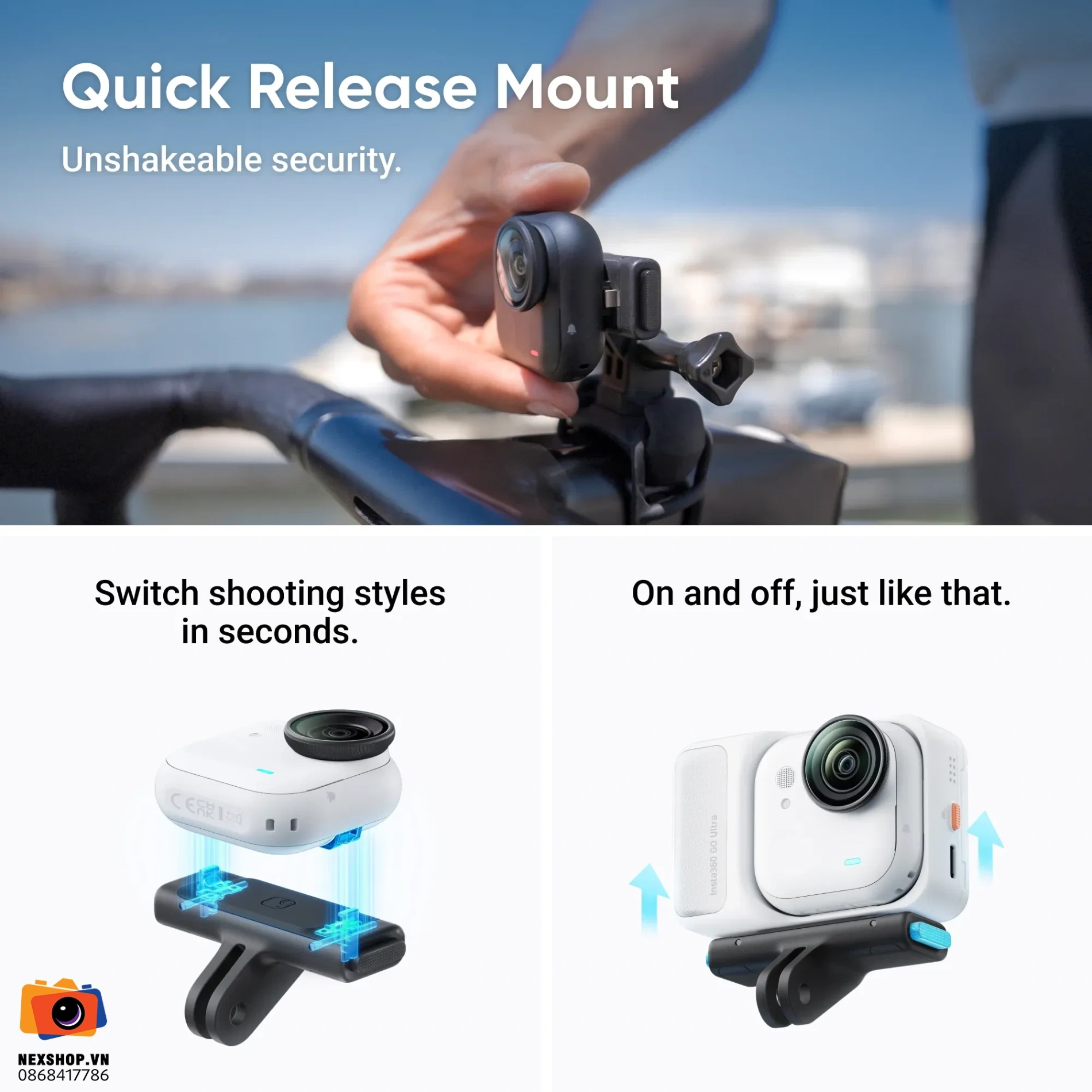 Insta360 GO Ultra Premium Cycling Bundle | Midnight Black | Chính hãng