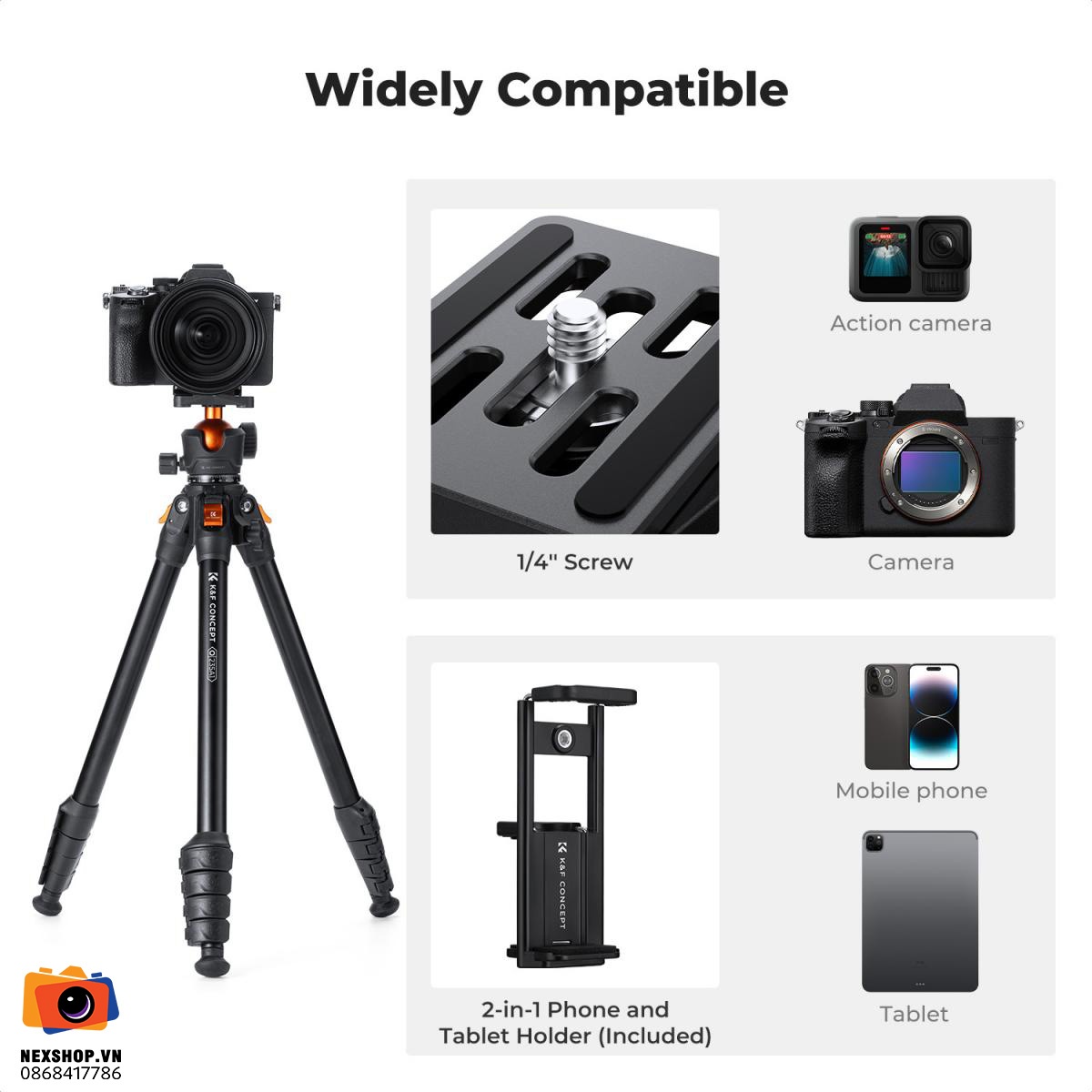 Tripod KNF Concept O235A1+BH-40 with phone holder